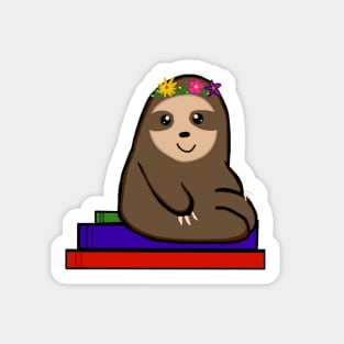 Sloth On Books Sticker